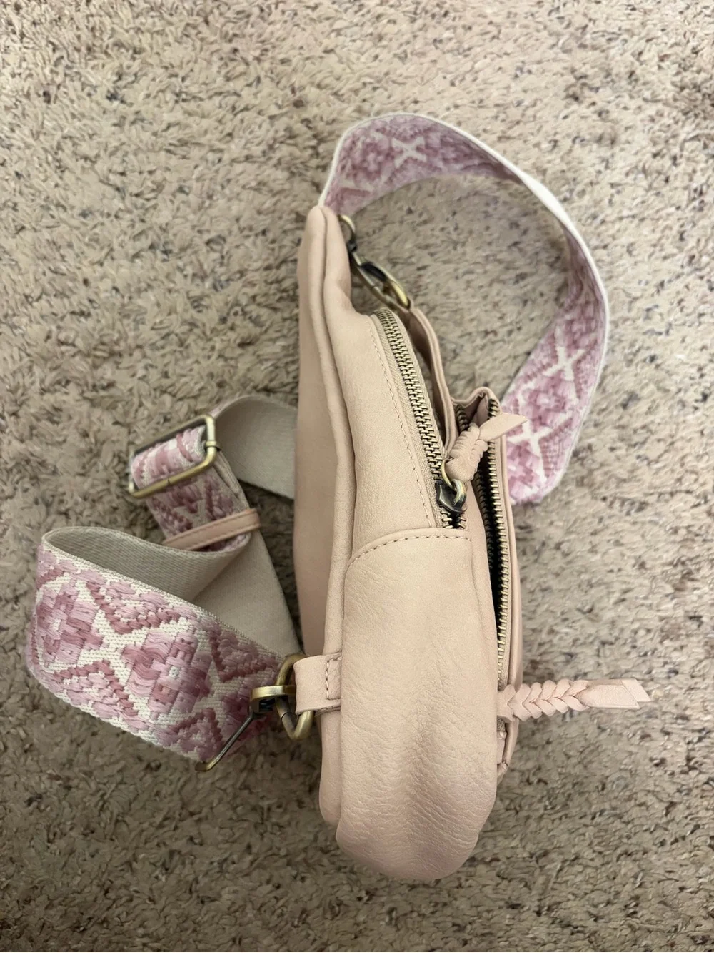 Antik Kraft Tasha Webbing Strap Sling Bag Crossbody Rose
